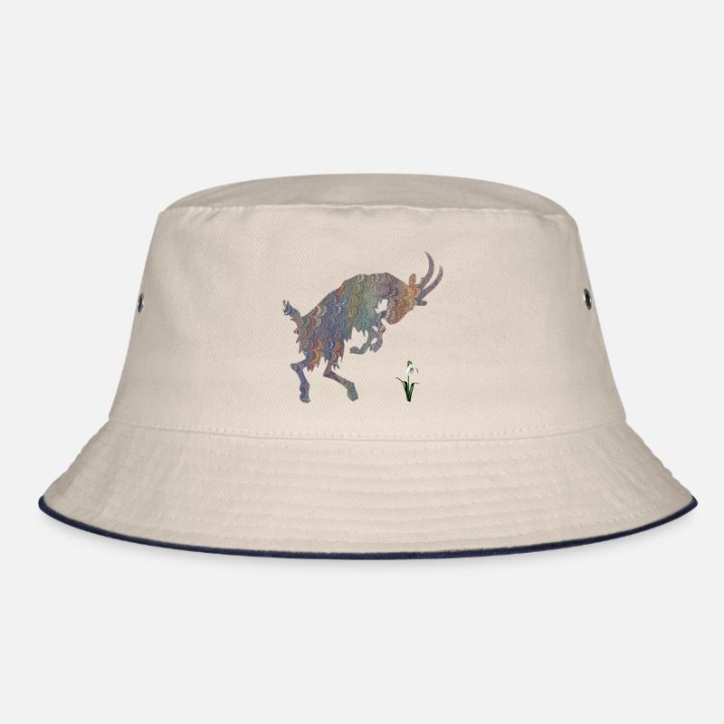 ziege mit schneeglöckchen e 49 Bucket Hat