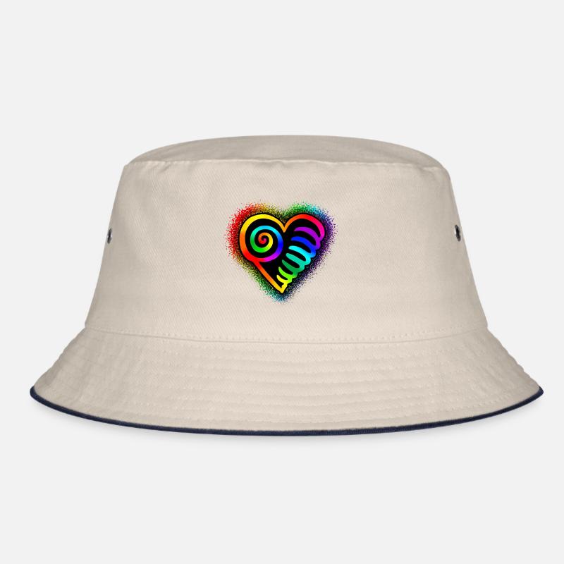 Herz Regenbogenfarben bunt - Bucket Hat - Natur/Navy