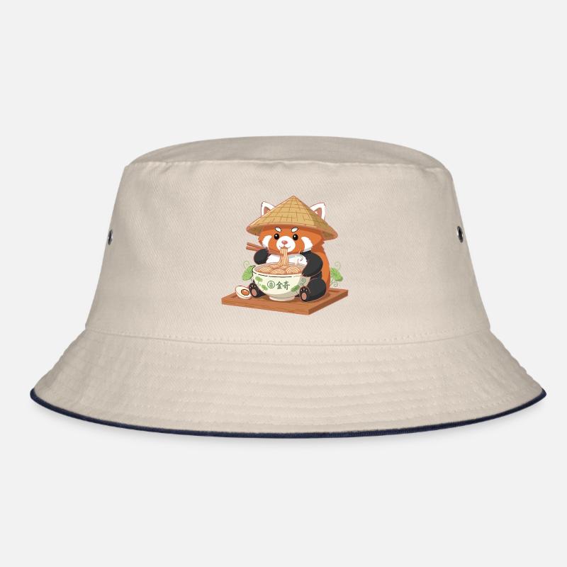 Panda Ramen with Straw Hat Bucket Hat