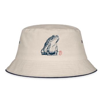 Japanischer Frosch mit Kanji - Bucket Hat - Natur/Navy - Vorne