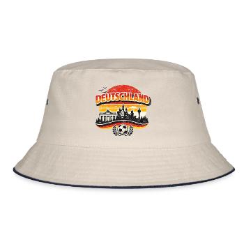 Deutschland Fußball Skyline Sonnenuntergang - Bucket Hat - Natur/Navy - Vorne