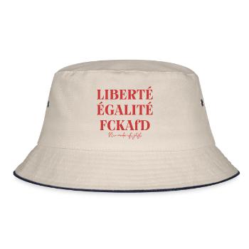 LIBERTÉ ÉGALITÉ FCKAfD Typografie Antifa Protest - Bucket Hat - Natur/Navy - Vorne