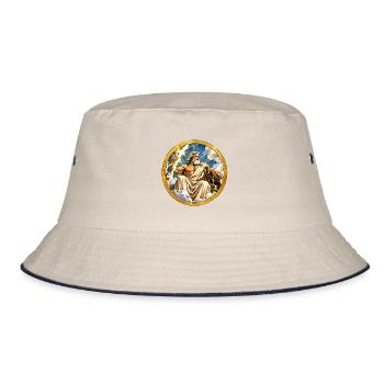 Zeus Blitz auf goldener Wolke - Bucket Hat - Natur/Navy - Vorne