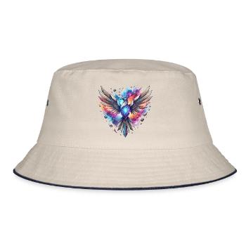 Kosmischer geometrischer Phönix - Bucket Hat - Natur/Navy - Vorne