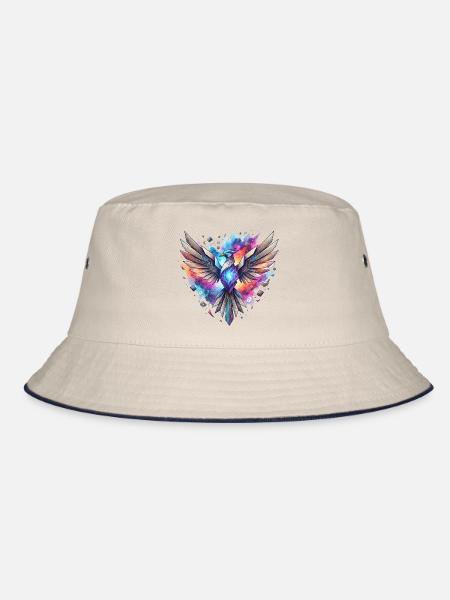 Kosmischer geometrischer Phönix - Bucket Hat - Natur/Navy