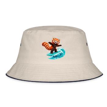 Red Panda auf der Teal Wave surfen - Bucket Hat - Natur/Navy - Vorne