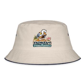 Fachkraft Strandgutkontrolle Cartoon - Bucket Hat - Natur/Navy - Vorne