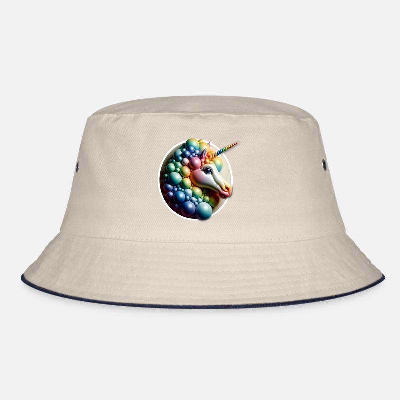 einhorn Pferd Märchen fee regenbogen wunsch divers - Bucket Hat - Natur/Navy