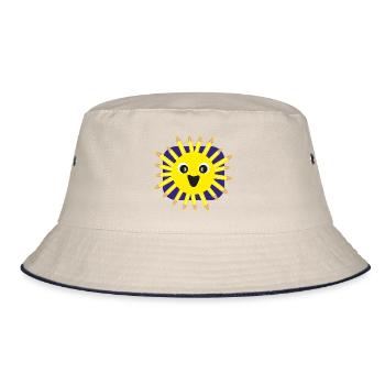 Kindergeburtstags Sonne mit Stiften. - Bucket Hat - Natur/Navy - Vorne