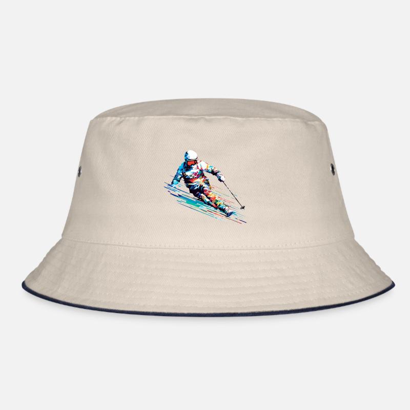 Ski Sport Fast Speed Competition Abstract Bucket Hat