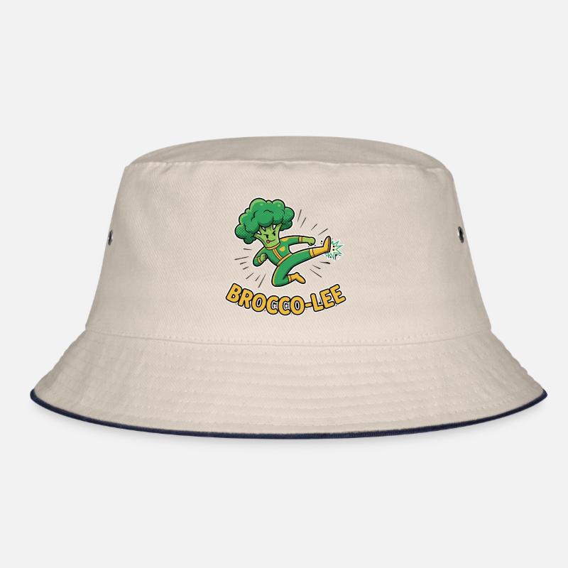 Brocco-Lee Punny Kicking Broccoli Ninja Bucket Hat