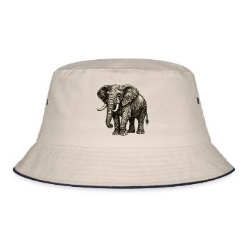 Illustration d’éléphants vintage – Pouvoir & Nature - Bob - blanc cassé/bleu marine - Devant