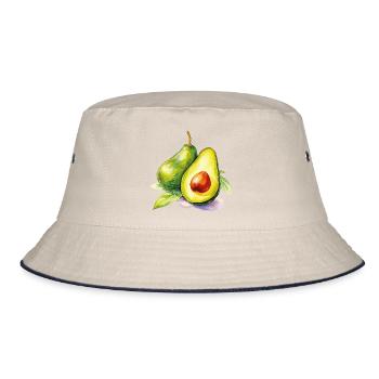 Avocado Aquarell Frische - Bucket Hat - Natur/Navy - Vorne