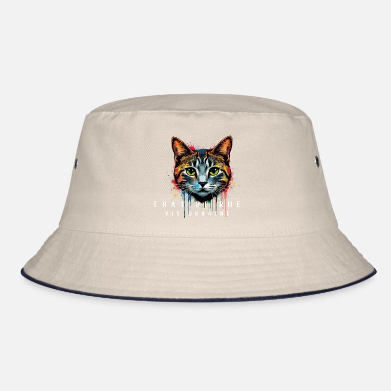 Chat Urbain Coloré - Bob - blanc cassé/bleu marine