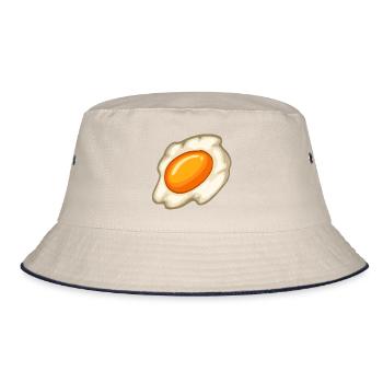 Sunny Fried Egg Illustration - Bucket Hat - Natur/Navy - Vorne
