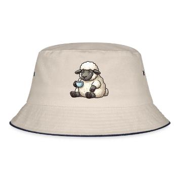 Schaf Schafe Schäfer Schafhalter Schafbock - Bucket Hat - Natur/Navy - Vorne