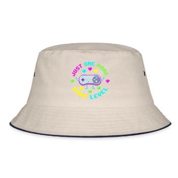 Retro Pixel Controller Level - Just one more level - Bucket Hat - Natur/Navy - Vorne