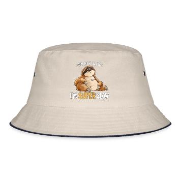 Faultier Super Slow Langsam Müde Spruch Humor - Bucket Hat - Natur/Navy - Vorne