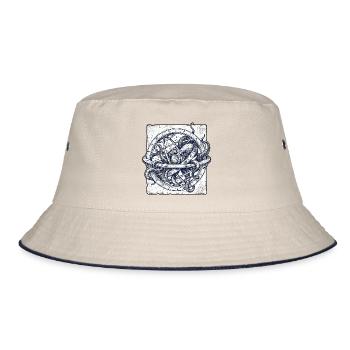 Nautischer Kraken Globus - Bucket Hat - Natur/Navy - Vorne