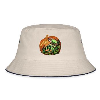 Cosysaurus Rex mit Pilzen (NO AI / Ohne KI) - Bucket Hat - Natur/Navy - Vorne