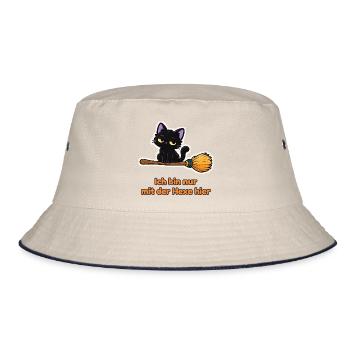 Ich bin nur mit der Hexe hier – Partnershirt - Bucket Hat - Natur/Navy - Vorne