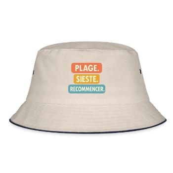 Motif été "Plage Sieste." Cadeau vacance Tenue été - Bob - blanc cassé/bleu marine - Devant