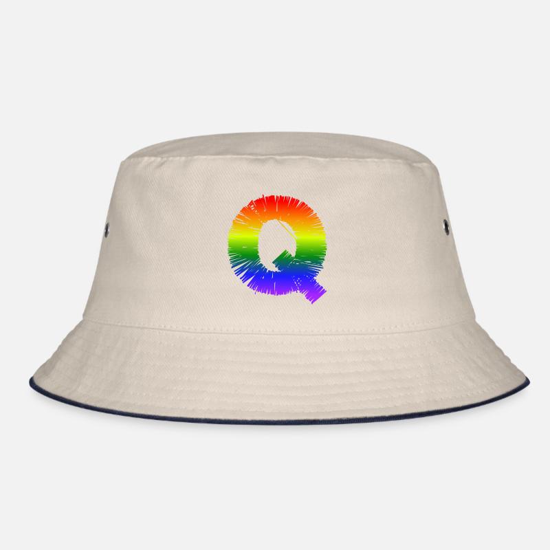 Regenbogen-Q - Bucket Hat - Natur/Navy