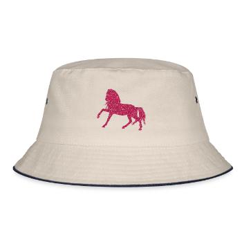 Pink Glitter Horse - Glittering horse Pink horses - Bucket Hat - ecru/navy - Front