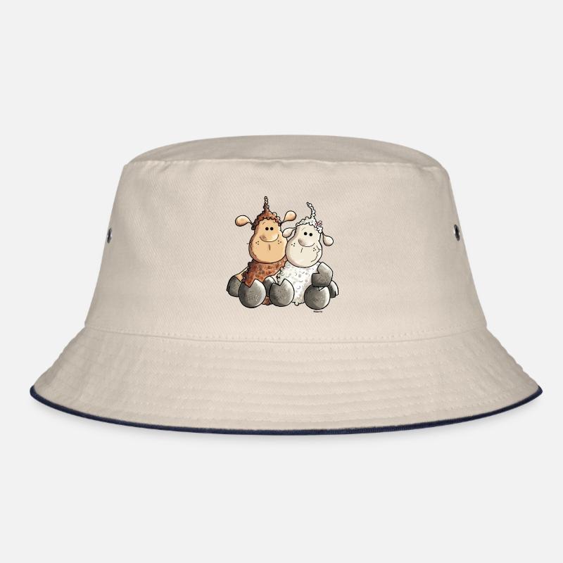 Verliebte Schafe - Schaf - Bucket Hat - Natur/Navy