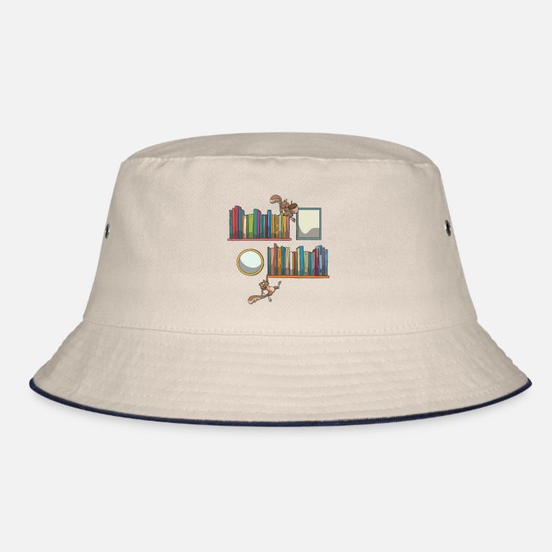 Bücherregal Buch Bücher Eichhörnchen - Bucket Hat - Natur/Navy