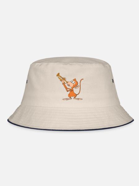 Monkey plays the trumpet - Bucket Hat - ecru/navy