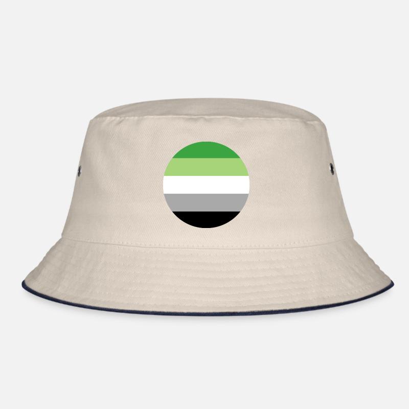 round sticker aromantic pride flag lgbt gift idea Bucket Hat