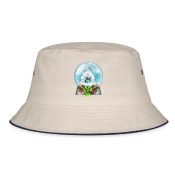 Snow Globe Santa with Candy Canes - Bucket Hat - ecru/navy - Front