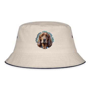 COCKER DOG - Bucket Hat - ecru/navy - Front