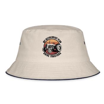 Mein Rentenplan Traktor fahren - Bucket Hat - Natur/Navy - Vorne