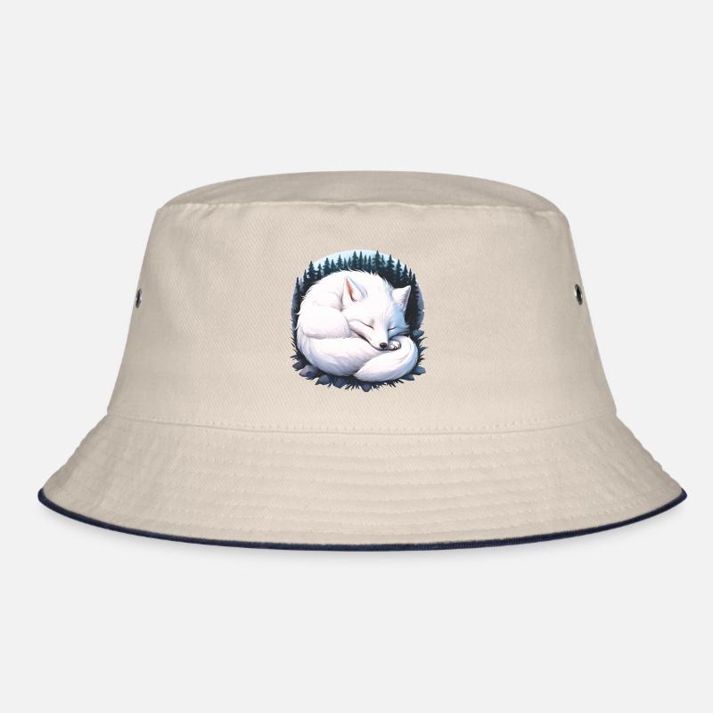 Polarfuchs schläft im Wald Fuchs Skandinavien Fox Bucket Hat
