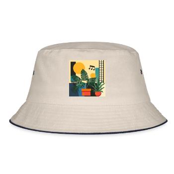 Plantes et musique - Impression de mode de haute qualité - Bob - blanc cassé/bleu marine - Devant