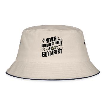 Unterschätze niemals einen Gitarristen Gitarristin - Bucket Hat - Natur/Navy - Vorne