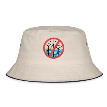 Stopp Offshore Windkraft - Bucket Hat - Natur/Navy - Vorne