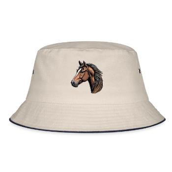 Portrait of a beautiful horse - Bucket Hat - ecru/navy - Front