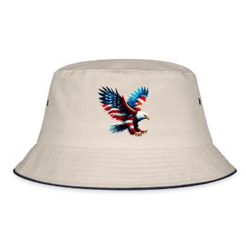 Eagle Flag USA USA American - Bucket Hat - ecru/navy - Front