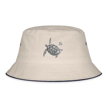 Meeresschildkröte Poster - Bucket Hat - Natur/Navy - Vorne
