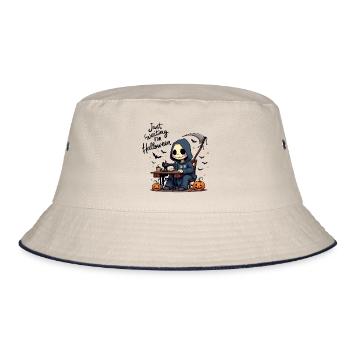 Sensenmann näht Halloween Kostüm - Bucket Hat - Natur/Navy - Vorne