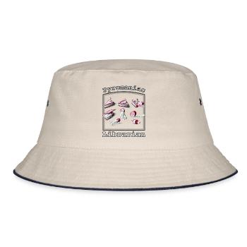 Pyromaniac Librarian Igniting Book Ideas - Bucket Hat - ecru/navy - Front