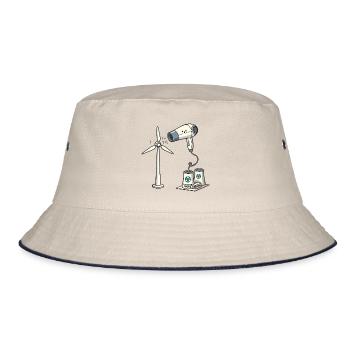 Stop Wind Power Funny Energy Concept - Bucket Hat - ecru/navy - Front