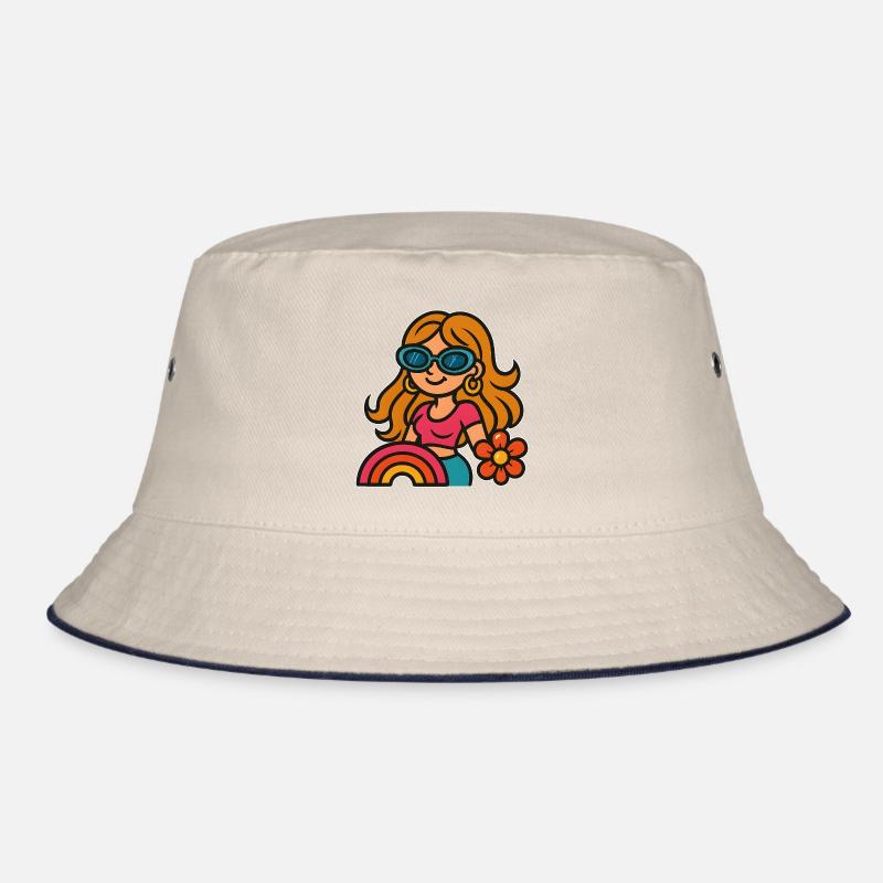 Retro Summer Girl - Flower Power Look Bucket Hat