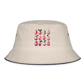 Tropical Pitaya Watercolor Art - Bucket Hat - ecru/navy - Front