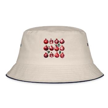 Granatapfel Aquarell Kunst - Bucket Hat - Natur/Navy - Vorne