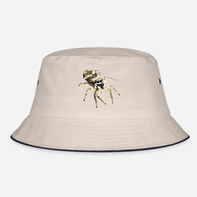 Realistic jumping spider illustration nature Bucket Hat