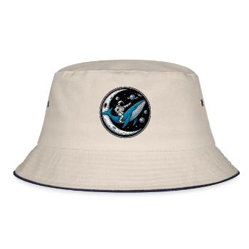 Cosmic Ride: Astronaut und der Wal - Bucket Hat - Natur/Navy - Vorne
